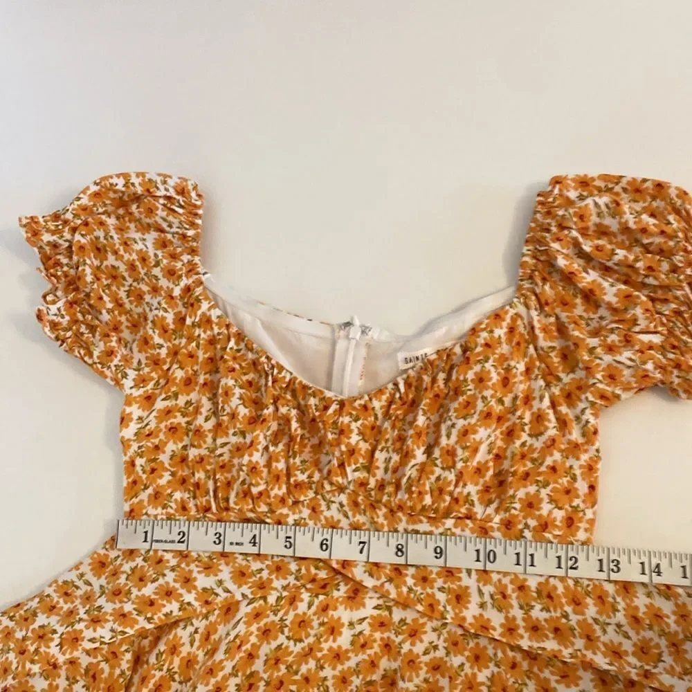 Saints and Secrets Yellow Floral Mini Playsuit / Romper Size Small - Picture 12 of 13